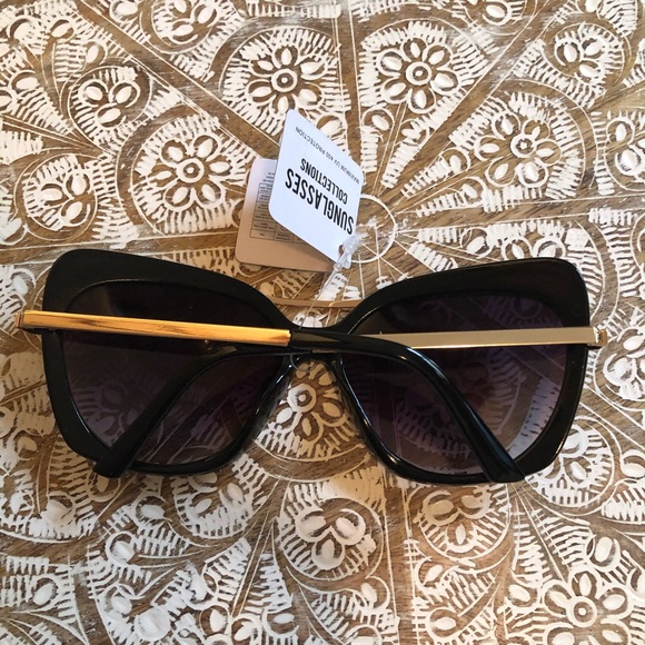 Brand New Black & Gold Chic Sunglasses - Picture 7 of 8